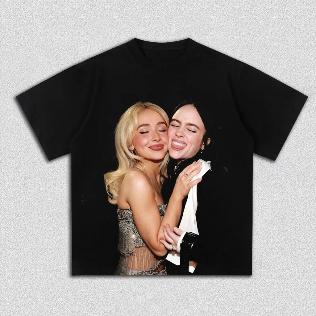 Sabrina Carpenter Ariana Grande Hug Graphic T Shirt for Men Women Pop Singers Fan Merch Cotton Oversized Streetwear Tee