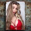High Definition Tin Painting Blonde Woman In Red Lace Lingerie Vintage Metal Sign Wall Art Decor