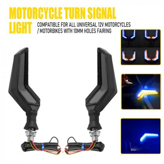 

Universal For 12V M10 Motorcycle Turn Signal Light Left Right Amber+Blue Blinker