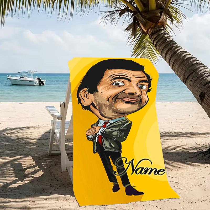 Customizable personalized beach towels Mr. Bean themed designs.Suitable for the beach, yoga, sports;ideal as beach accessories