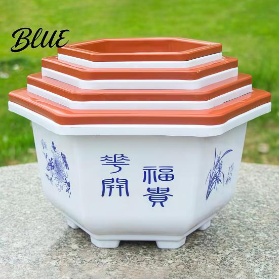 Hexagonal Plant Pots for Indoor Outdoor Flower Pot with Drainage Holes & Saucer Plants Durable Weather Resistant Large Decorative Living Room Planter