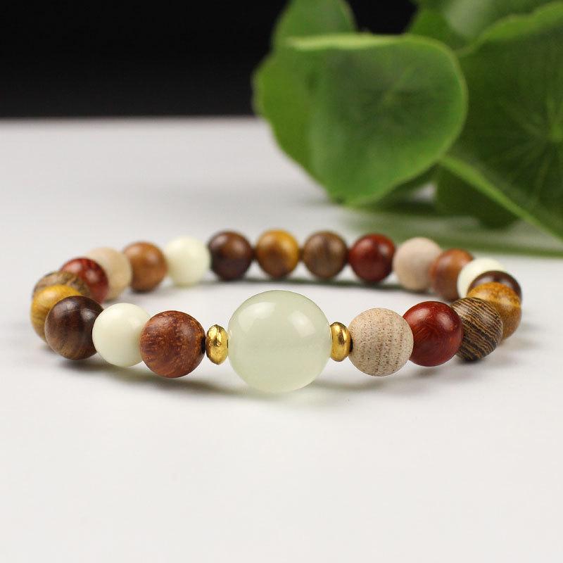2024 Zen Sandalwood Beaded Bracelet: Ethnic Style Handcrafted Jewelry for Couples, Men & Women