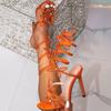Hels High Heels Summer Hard Rhinestone Fashion Catwalk Flower Stiletto Snake Wrap Women's Sandals