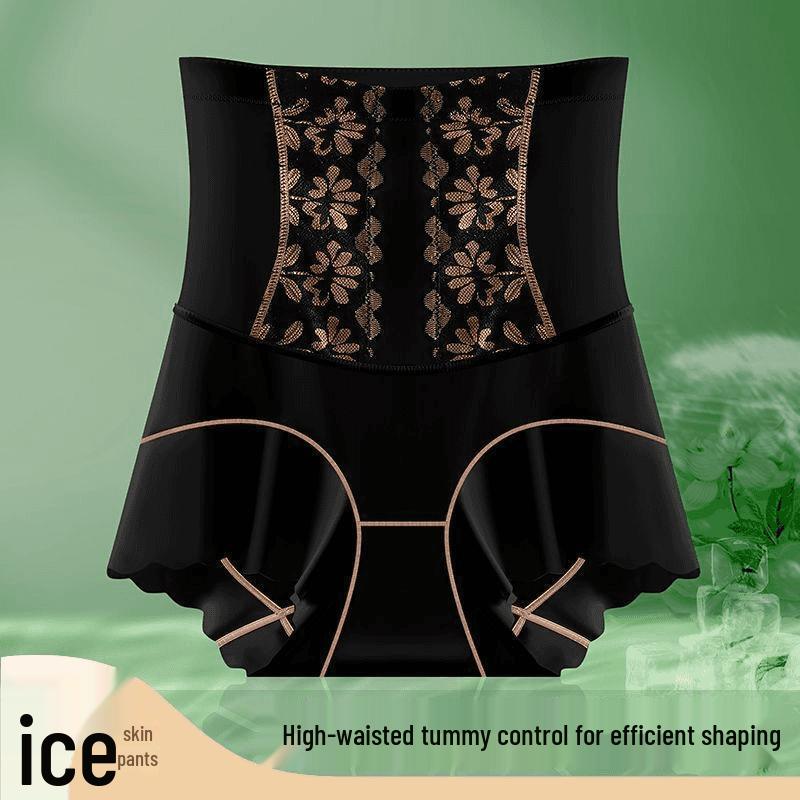 

Summer Ice Silk High-Waist Postpartum Shaping Pants: Body Shaping, Hip Lifting, Abdomen Tucking, Waist Cincher Plus Size Breathable Underwear. M (95-115 jin)