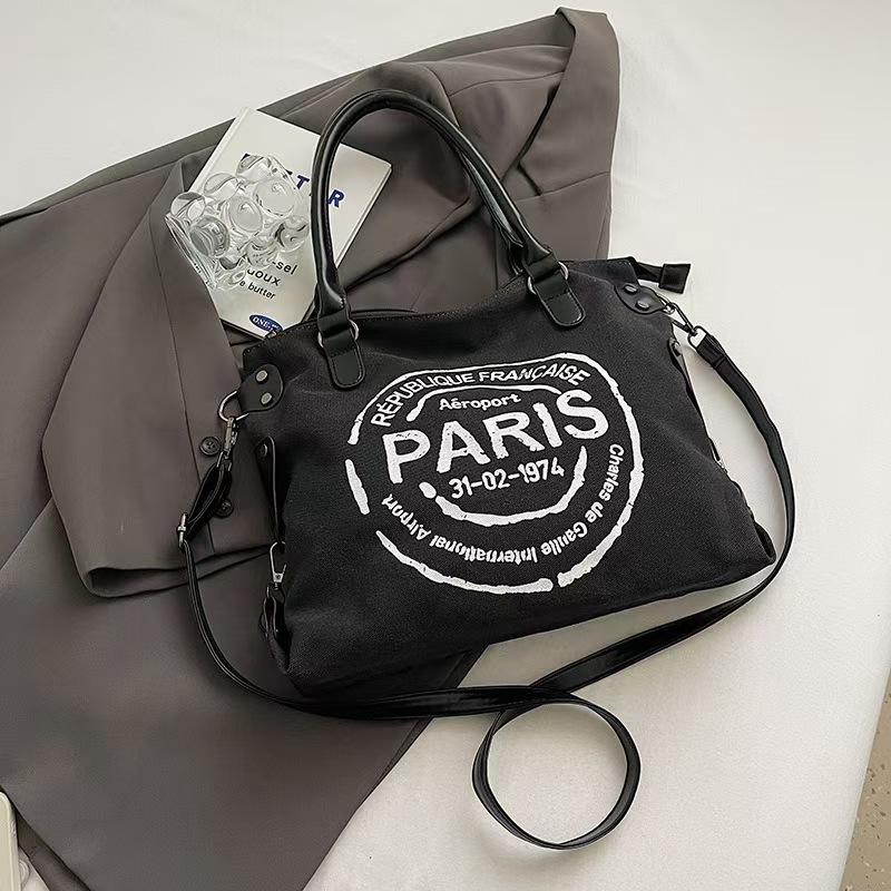 

Большая ретро холщовая сумка-тоут - Регулируемый плечевой ремень, Стильная сумка кроссбоди для женщин, женская модная и простая повседневная сумка-хобо 2025 года чёрный