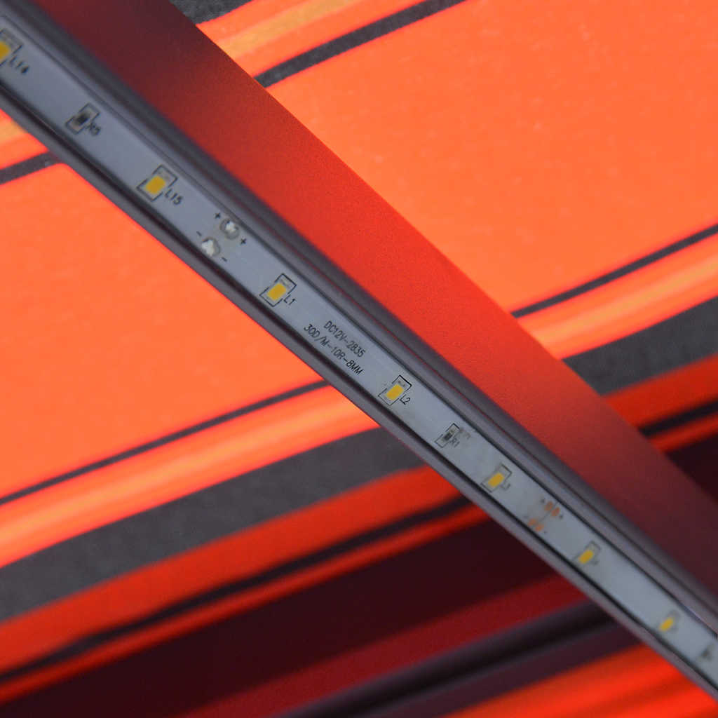 Manual Retractable Awning with LED Lighting 450 X 300 Cm Orange & Brown