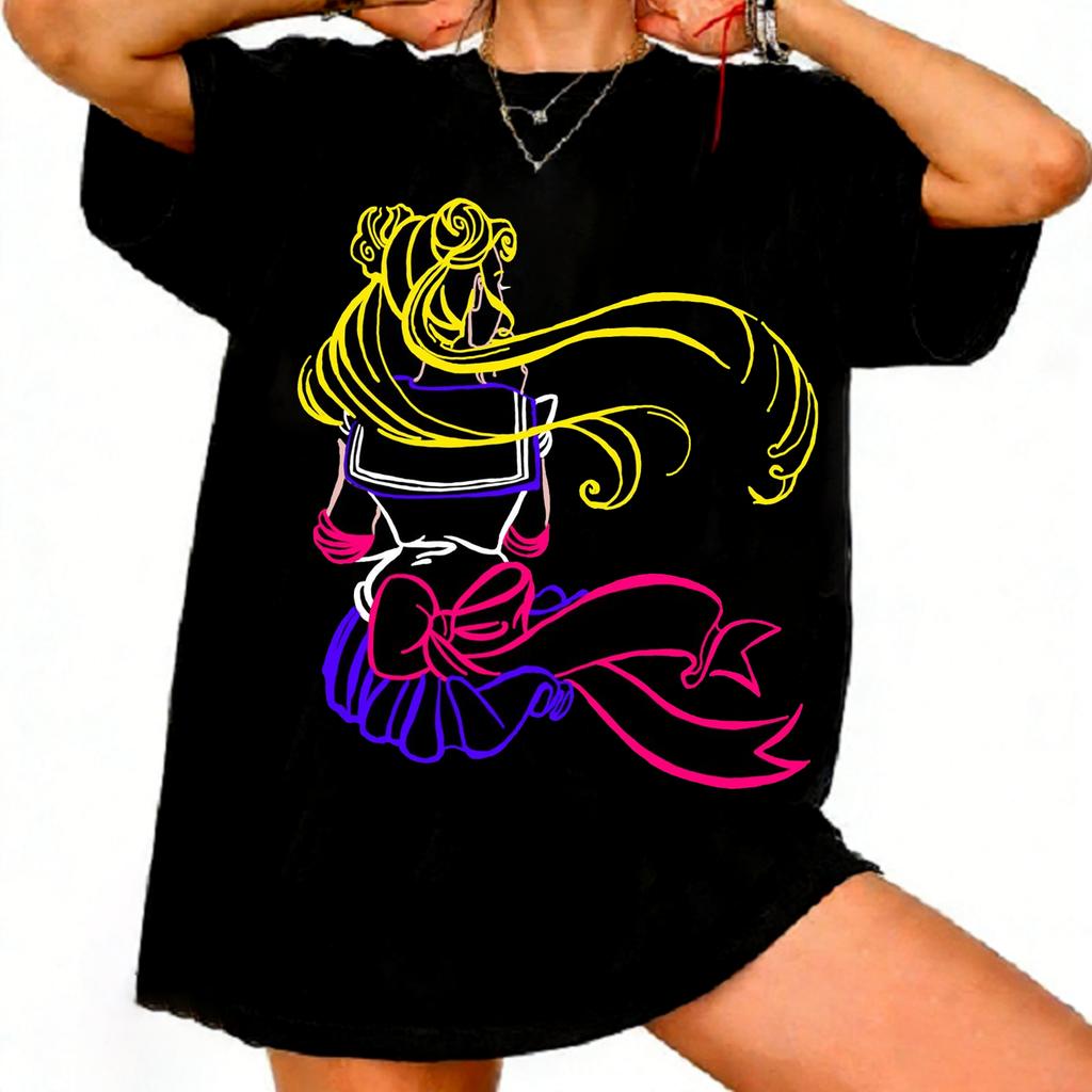 Sailor Moon Retro 90s Anime Graphic T Shirt Summer Cotton Unisex Women Tee Streetwear Casual Trend Short Sleeve Couple Hip Hop Top