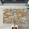 Willkommensmatte mit Naturstein-Textur, Rutschfeste Fußmatte mit rustikalem Kieselmuster, Waschbarer Boho-Eingangsteppich für Garten, Terrasse, Wohnmobil