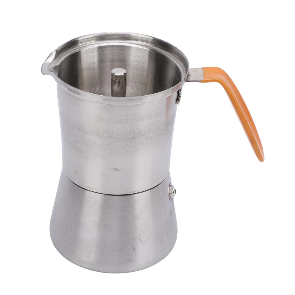 Tragbare Kaffeekanne aus Edelstahl zum Aufgießen mit Glasdeckel und hitzebeständigem Griff für italienischen Kaffee, Milch, Tee 160 ml