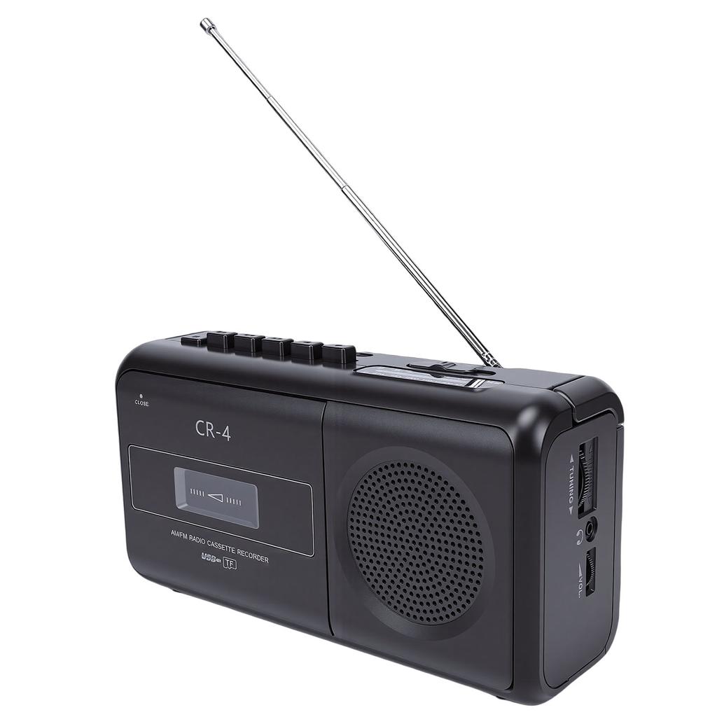 Portable Cassette Tape Recorder Player AM FM Radio Stereo Built in Mic USB Interface 3.5MM Headphone Jack Battery AC