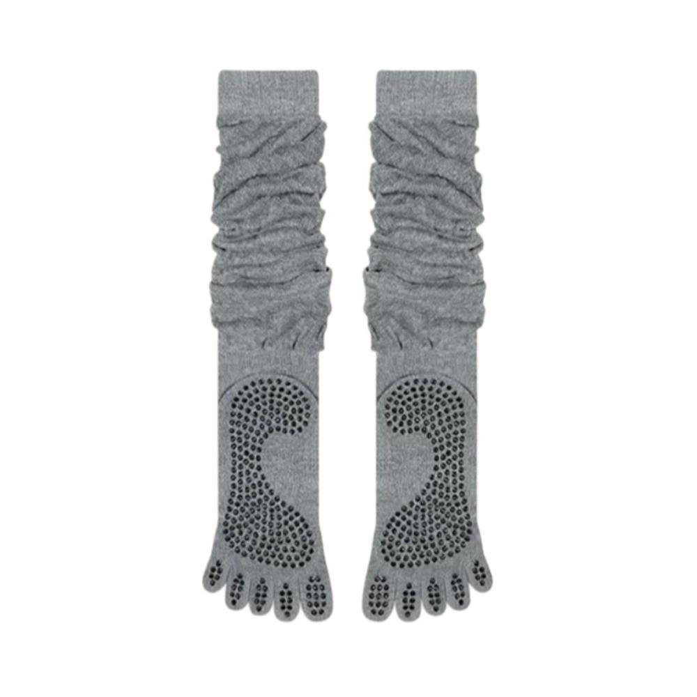 

Non-Slip Grips Pilates Socks Cotton Over Knee Socks Fashion Five Finger Yoga Socks Sports серый