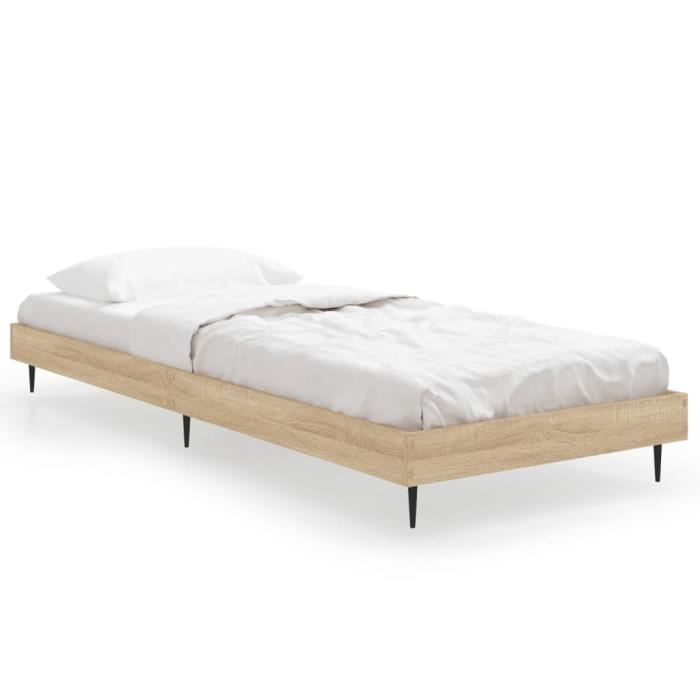 VidaXL Cadre de lit chêne sonoma 75x190 cm bois d'ingénierie 832312