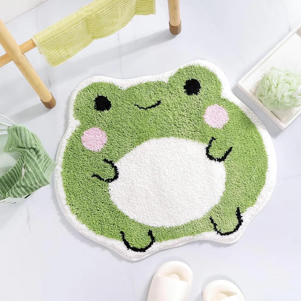 Cute Bath Mat Non Slip Frog Bath Rug for Bathroom,Luxury Absorbent Mats,Machine Washable Shaggy Soft Rugs Bathroom Decor