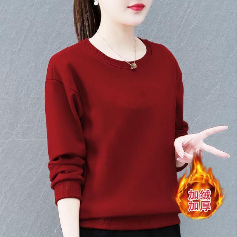 Huamian Women's Plus Size Velvet-Lined Sweatshirt - 2026 Autumn/Winter Casual Loose Fit Pullover Jacket