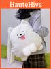 White Plush Dog Girl Backpack With Zipper Closure For Daily Use And Cute Style
