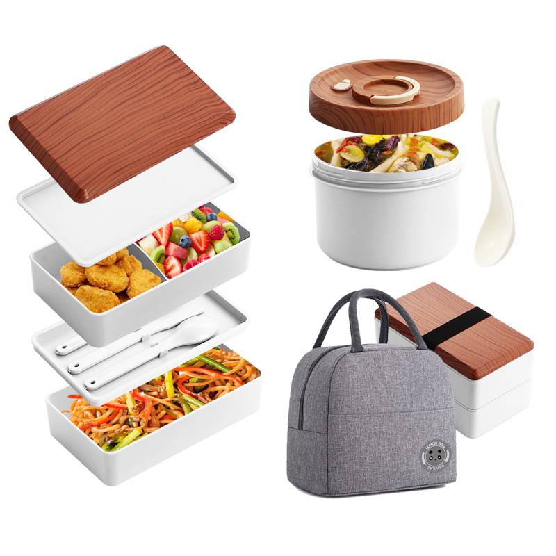 1200ML Stackable Bento Box 2-Tier Food Storage Container Set with Cutlery for Kids Crisper Microwave and Dishwasher Safe