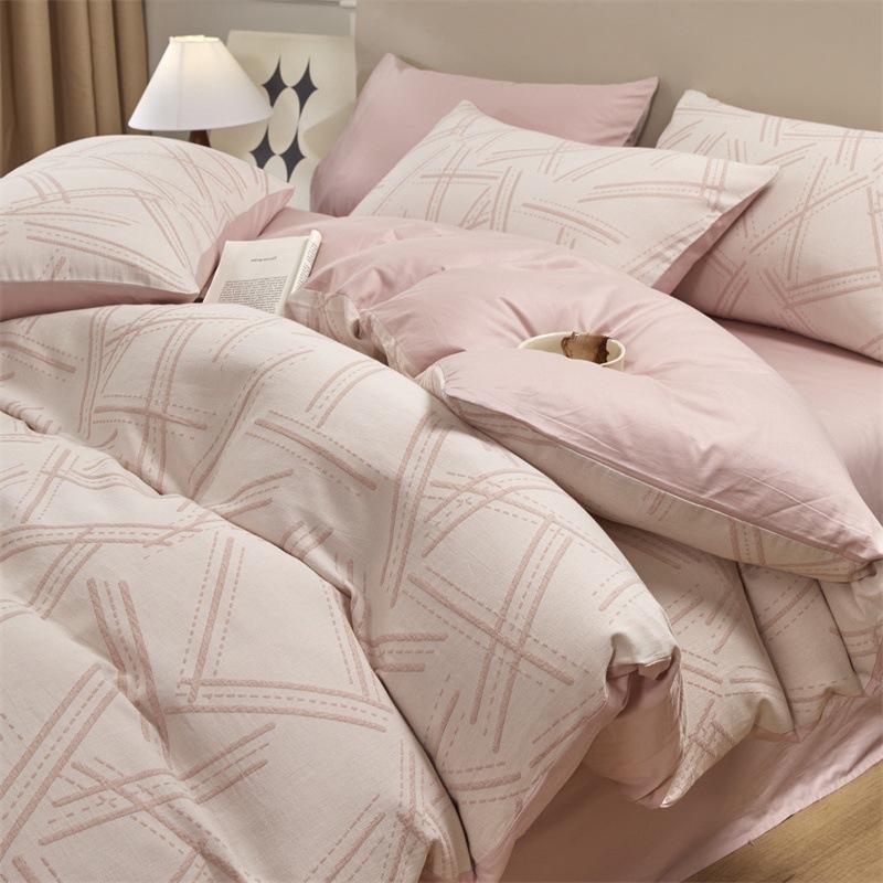 Class A 120 Maternal And Infant Grade Jacquard Pure Cotton 4Pcs Set Xinjiang Cotton Cotton Naked Sleeping Sheet Quilt Cover Mattress Model