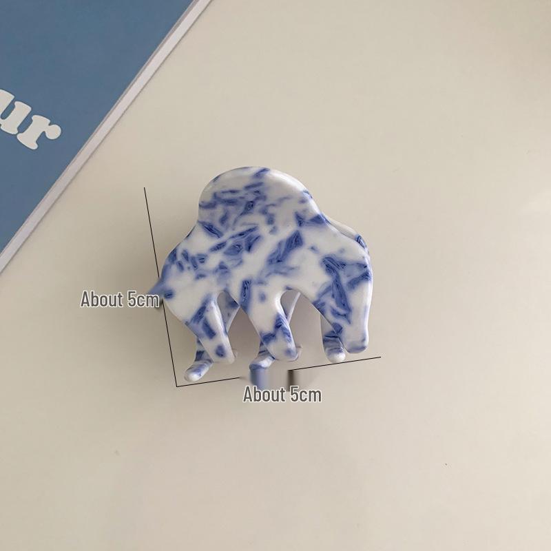 Retro Blue & White Porcelain Pattern Acetate Hair Claw