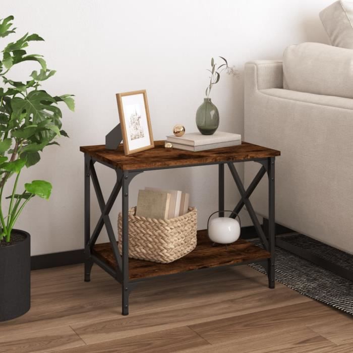 823329 vidaXL Table d'appoint Chêne fumé 55x38x45 cm Bois d'ingénierie
