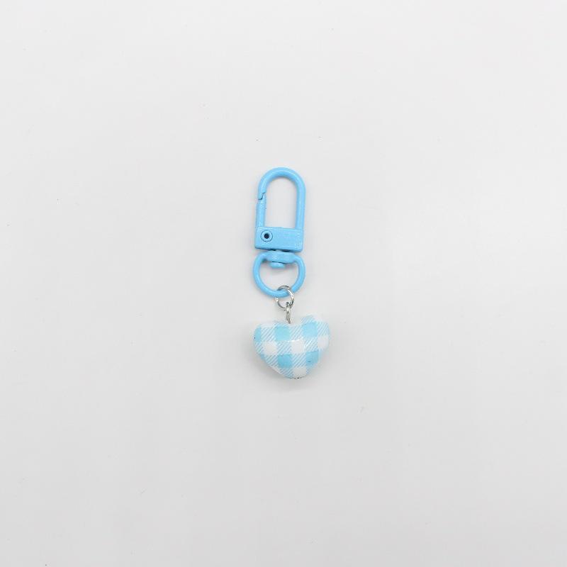 Colorful Striped Plaid Heart Keychain Pendant - Cute Ins Style Bag Charm