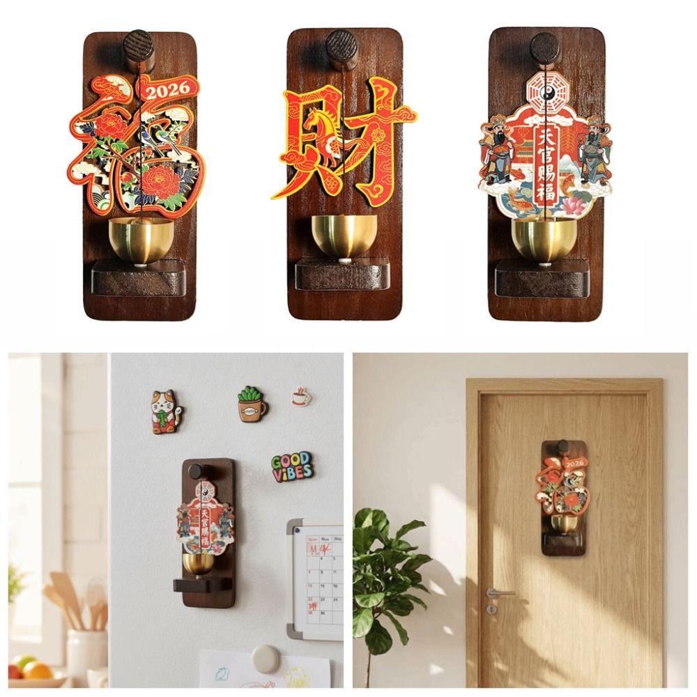 Metal Material Dopamine Magnetic Doorbell New Year Theme Blessings Design Cultural Souvenirs 2026 Edition Refrigerator Stickers