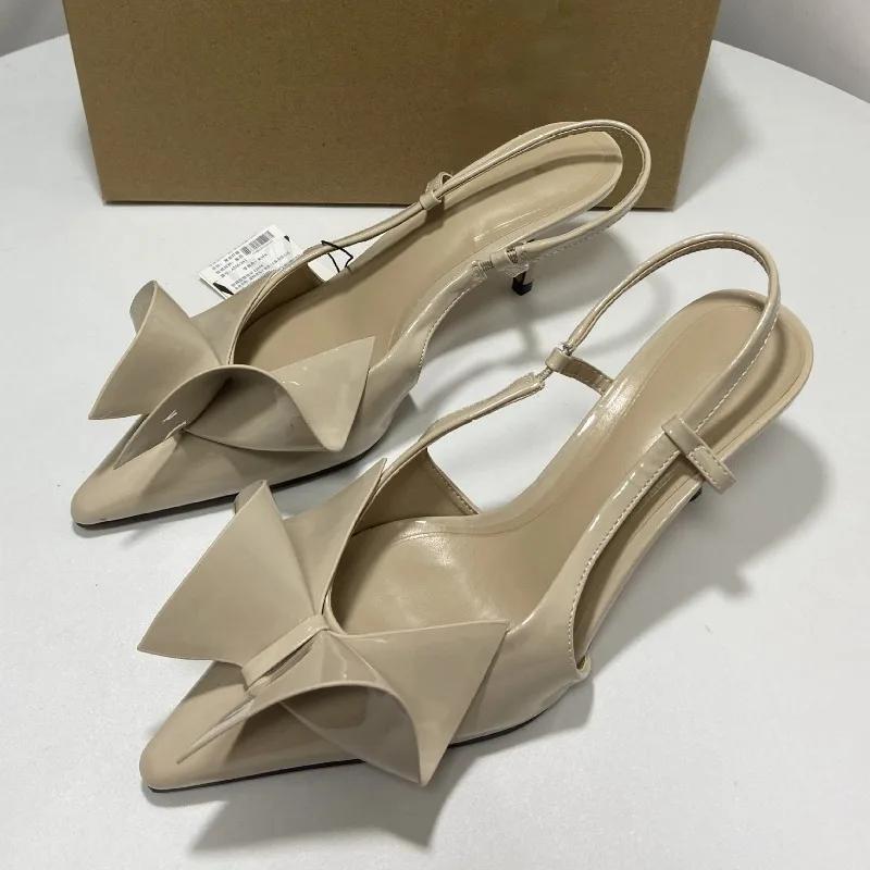 

Летние новые женские туфли на высоком каблуке с бантом, остроносые туфли на каблуке, элегантные босоножки на шпильке телесного цвета для свадебной вечеринки 35 бежевый