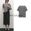 MD Spring/Summer New Arrival Women's Clothing Basic Style Casual Style Fake Two-Piece Round Neck Short Sleeve Knitting T-shirt Tops 5635623