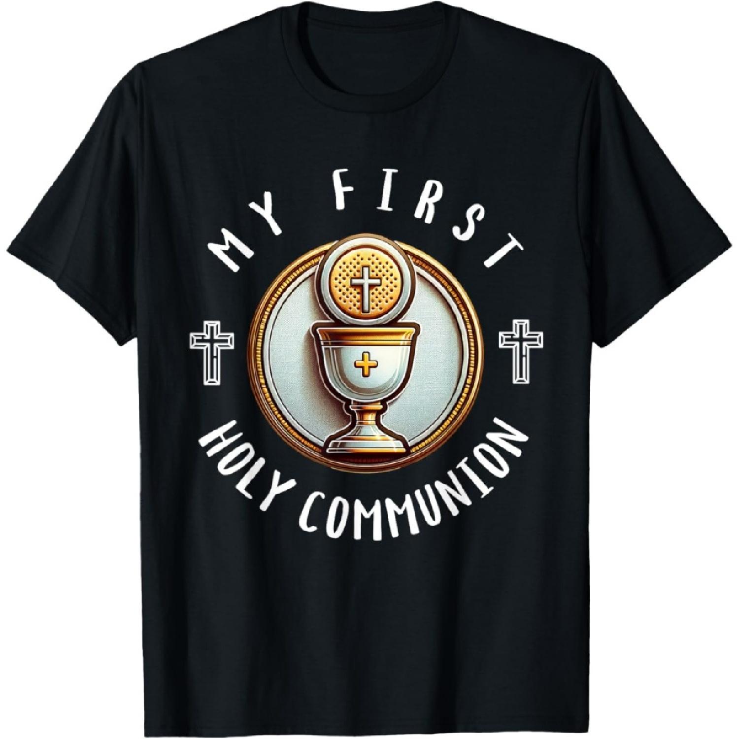 

My First Holy Communion Eucharist Catholic Sacrament Kids T-Shirt XXXXXL чорний