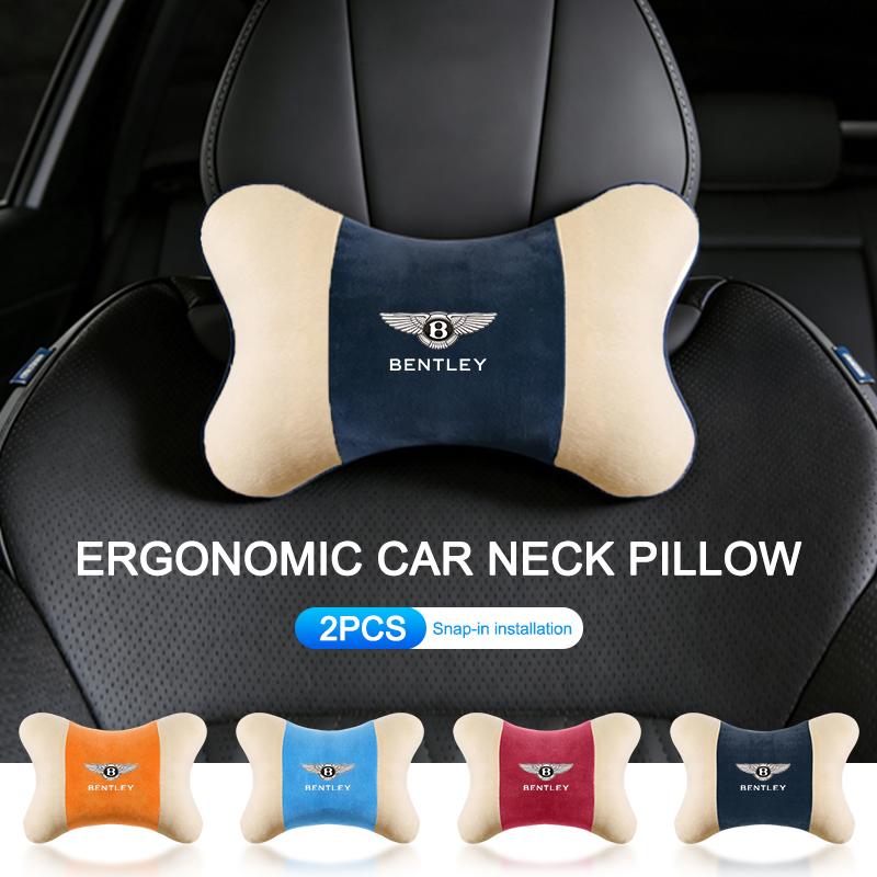 Car Headrest Neck Pillow Seat Belt Shoulder Pad Accessories For Bentley Continental GT MULLINER Bentayga Flying Hurtling Spur WT6