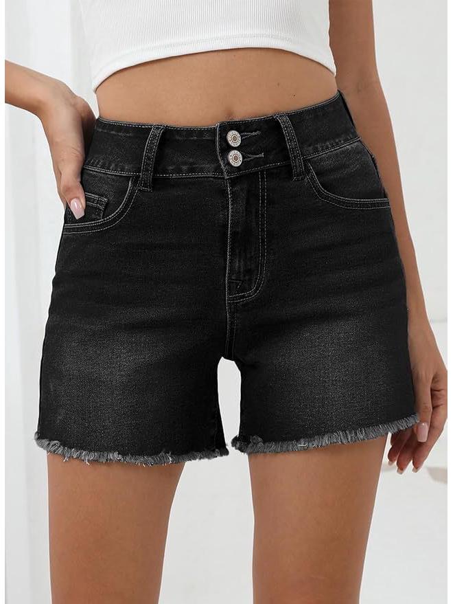 2026 Summer Women s Micro-Elastic Mid-Waist Denim Shorts XL