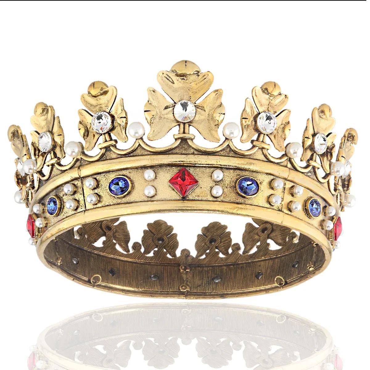 

Baroque Vintage Imitated White Pearl Crown King Queen s Tiara Birthday Hair Accessories