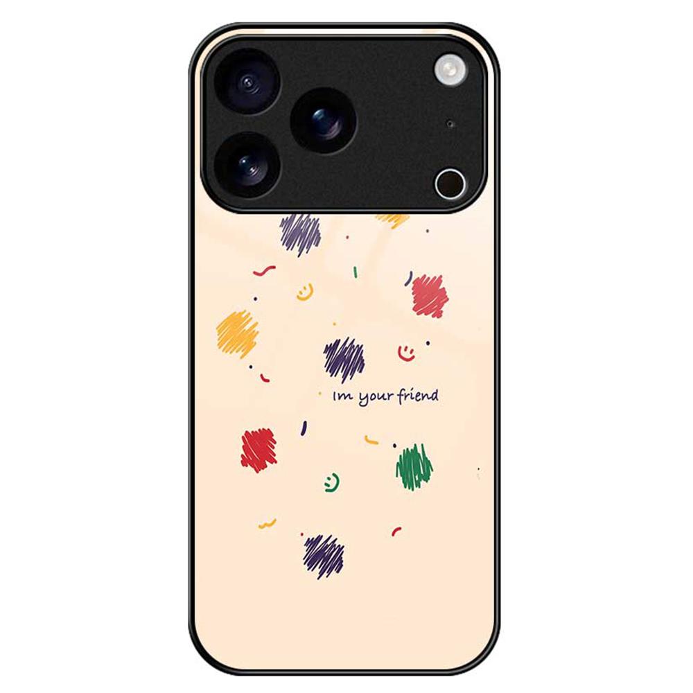 For iPhone 17 Pro Case PC TPU Tempered Glass Pattern Printing Phone Back Cover