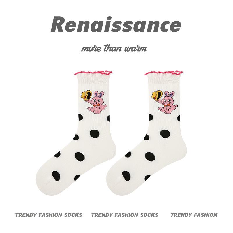 Renaissance Women's Vertical Stripe Lace Socks - Summer/Autumn Trend