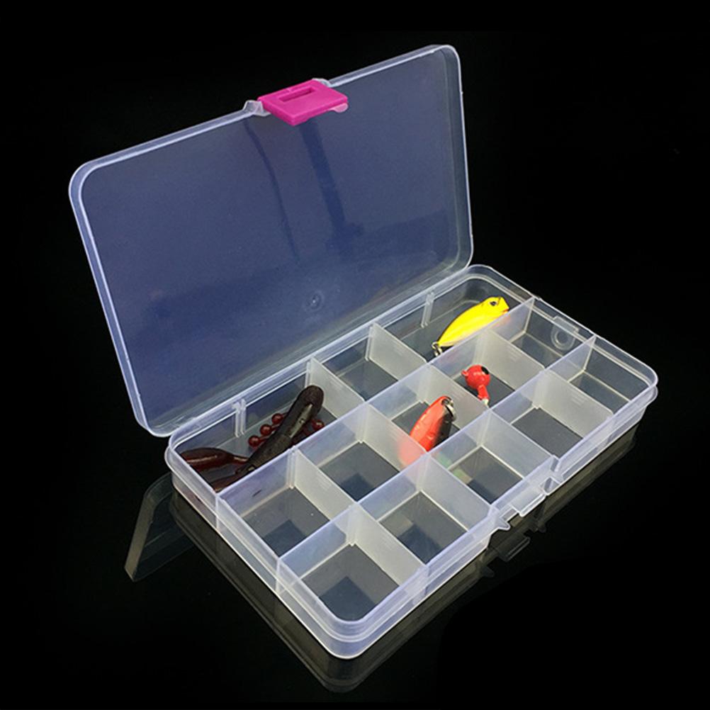 15 Slots Adjustable Plastic Fishing Lure Hook Tackle Box Storage Case Organizer