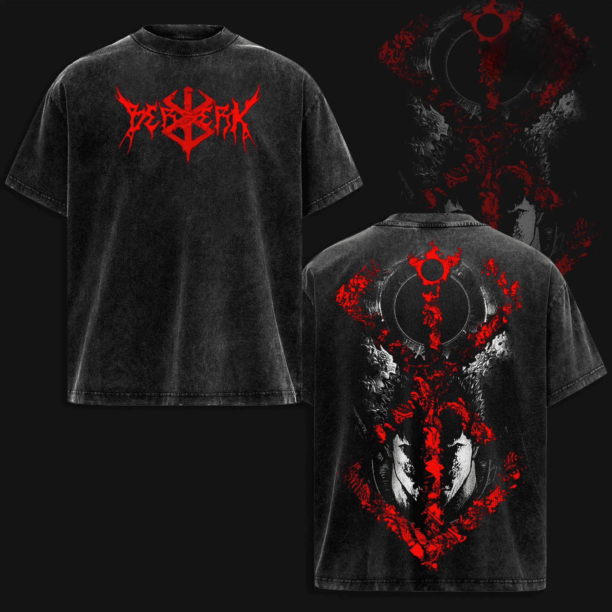 

Berserk Guts Anime Printed T-shirt For Men s Clothing Vintage Y2k Washed Oversized T Shirt Casual Short Sleeve Cotton Tees Tops XXL чорний