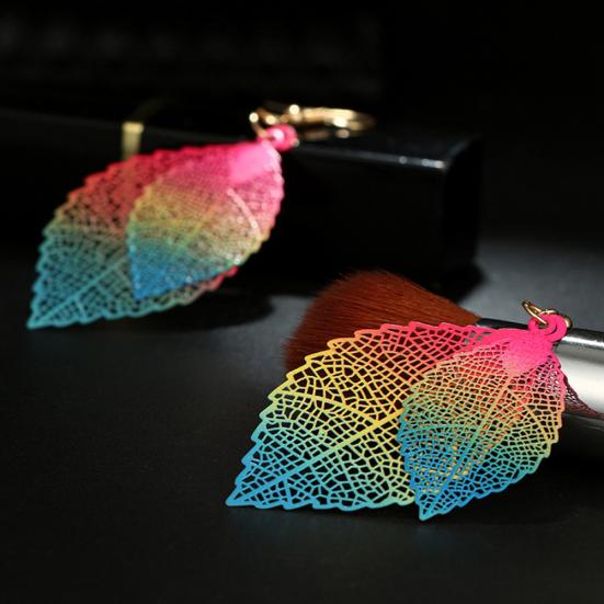 Ethnic Hollow Colorful Leaf Pendant Drop Women Statement Hook Earrings Jewelry