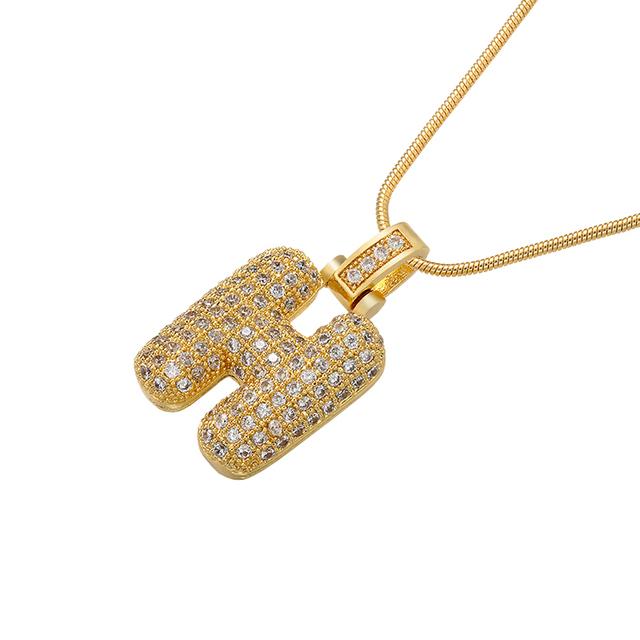 ZHUKOU high quality crystal brass gold letter necklace for ladies good friends couple birthday gift model: VL34