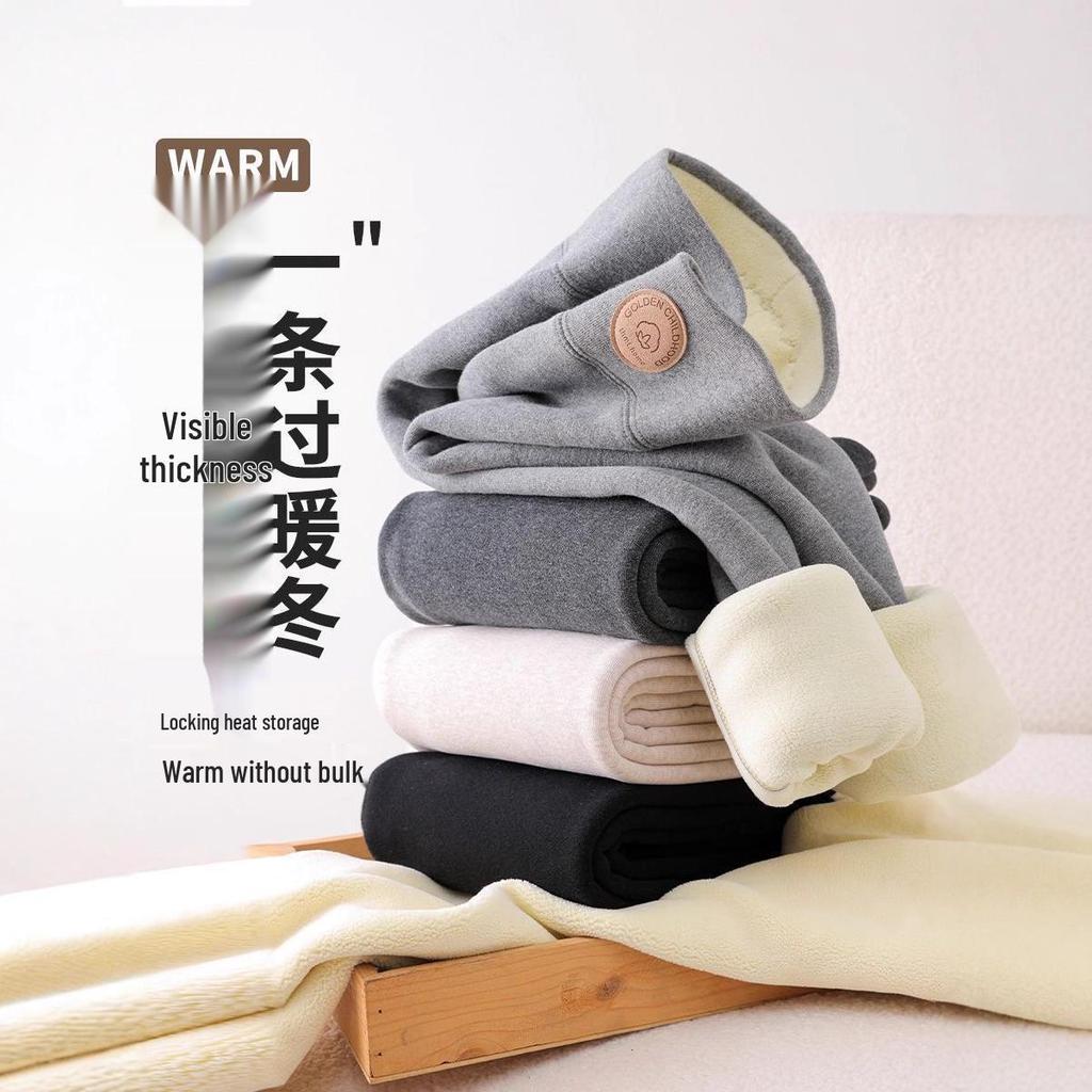 Women's Extra Thick High Waist Lambswool Leggings - Autumn/Winter Slim Fit, Plus Size, Velvet-Lined, Cotton.