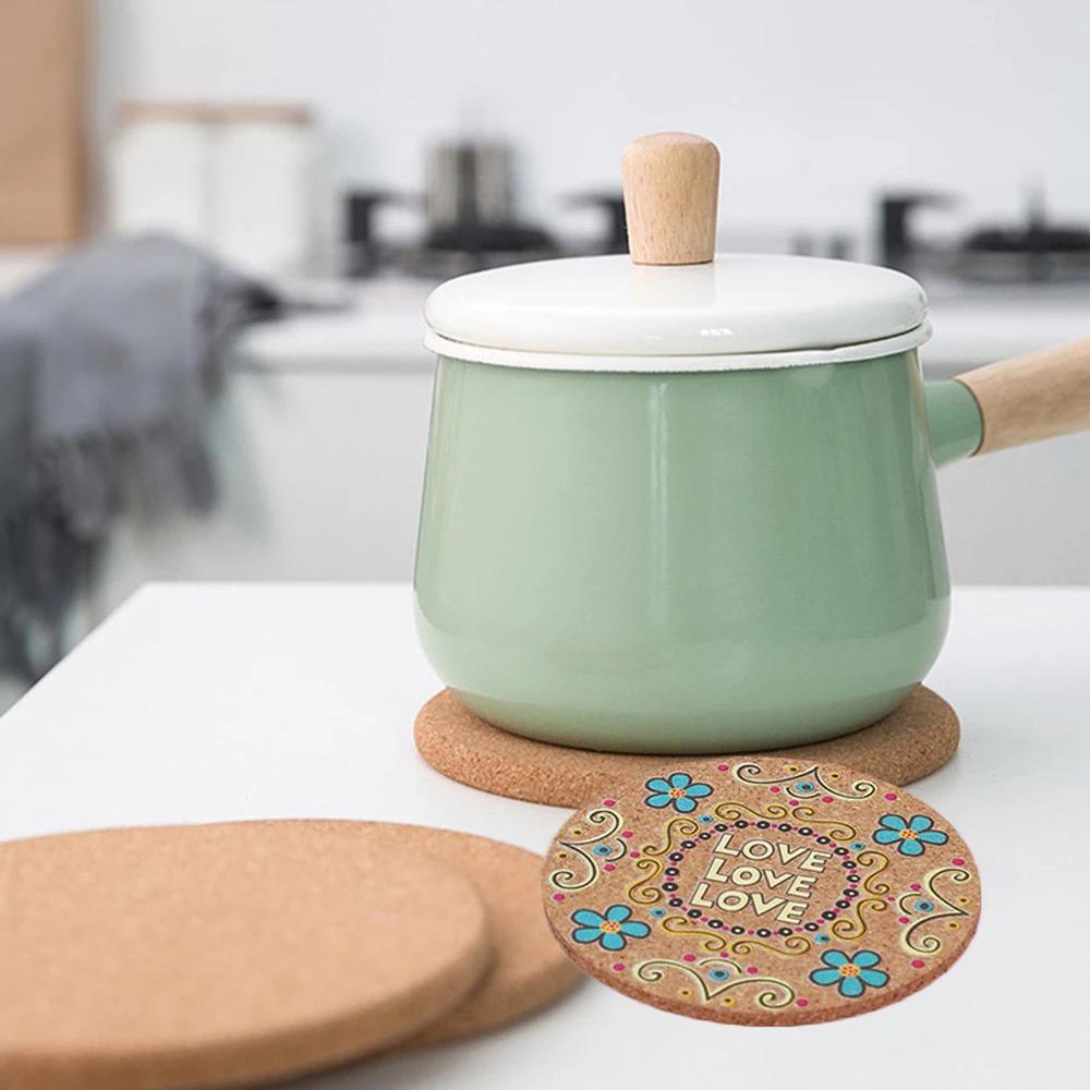 Durable Household Tea Coasters Mug Holder Non-slip Anti-hot Heat Pad Wooden Cup Mat Cork Coasters Heat Resistant