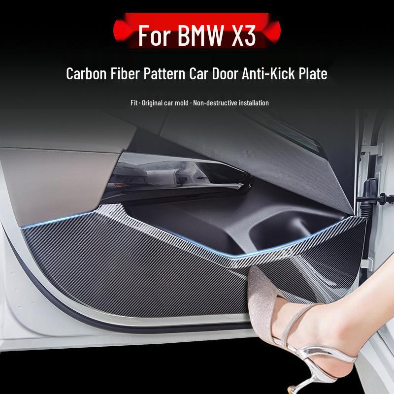 BMW X3 Door Anti-Kick Pad with Carbon Fiber Pattern - Interior Protection Sticker