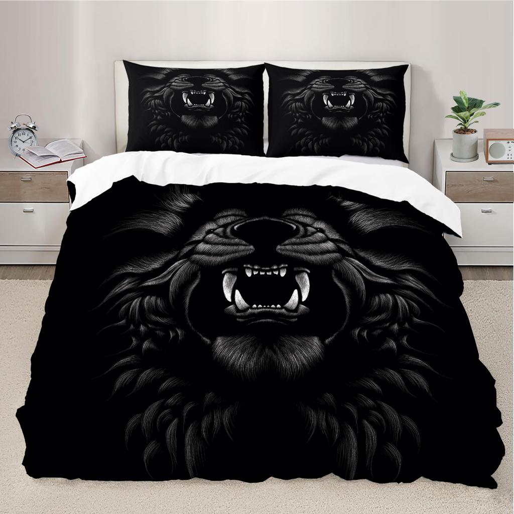 Tiger Print Duvet Cover Bedding Set Without Filler Soft and Comfortable for Bedroom and Guest Room All Seasons