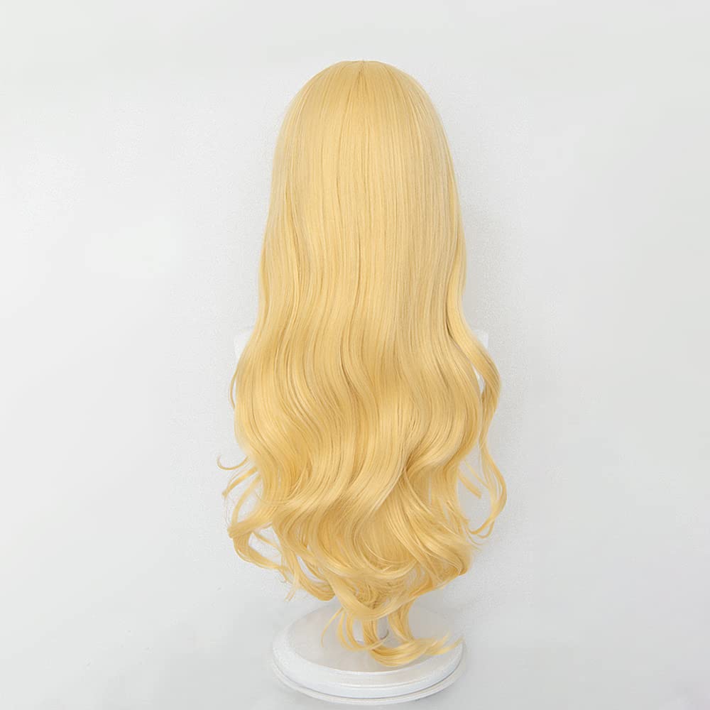 Cosplay Long Curly Disguise Cosplay Wig 3 Bonus Dedicated and Memo Pad Heat-resistant Wig, "Second Castle" Yellow, Hair, + Items Net, Hairpins,