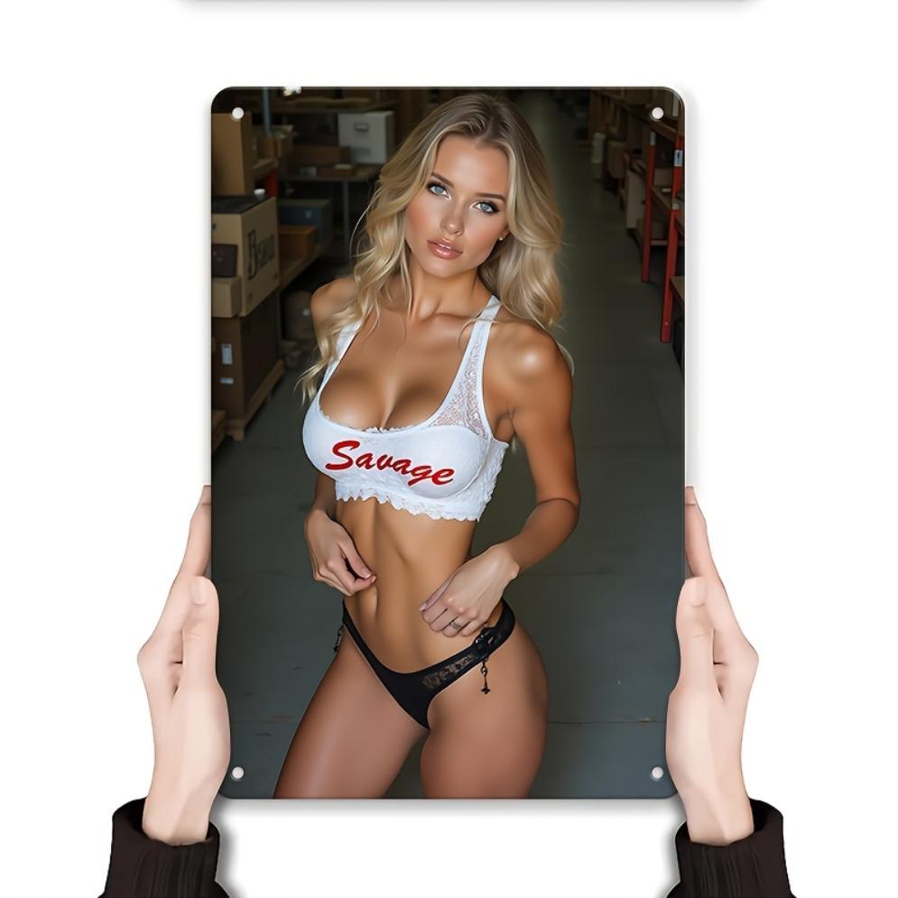 

Дикий Янгол Металеве Настінне Мистецтво Ретро 2D Залізний Декор з Дизайном Білизни Червоний Напис для Дому Бару Клубу 8x12 Дюймів 20x30cm（7.8x11.8inch）