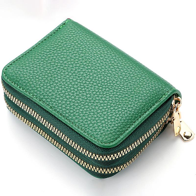 

Женский кошелек из искусственной кожи с Rfid на молнии, небольшой кошелек для мелочи, женский короткий кошелек с держателями для карт, женский кошелек темно-зеленого