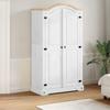 Vidaxl Corona Wardrobe, White, 102X52X186 Cm, Solid Pine Wood