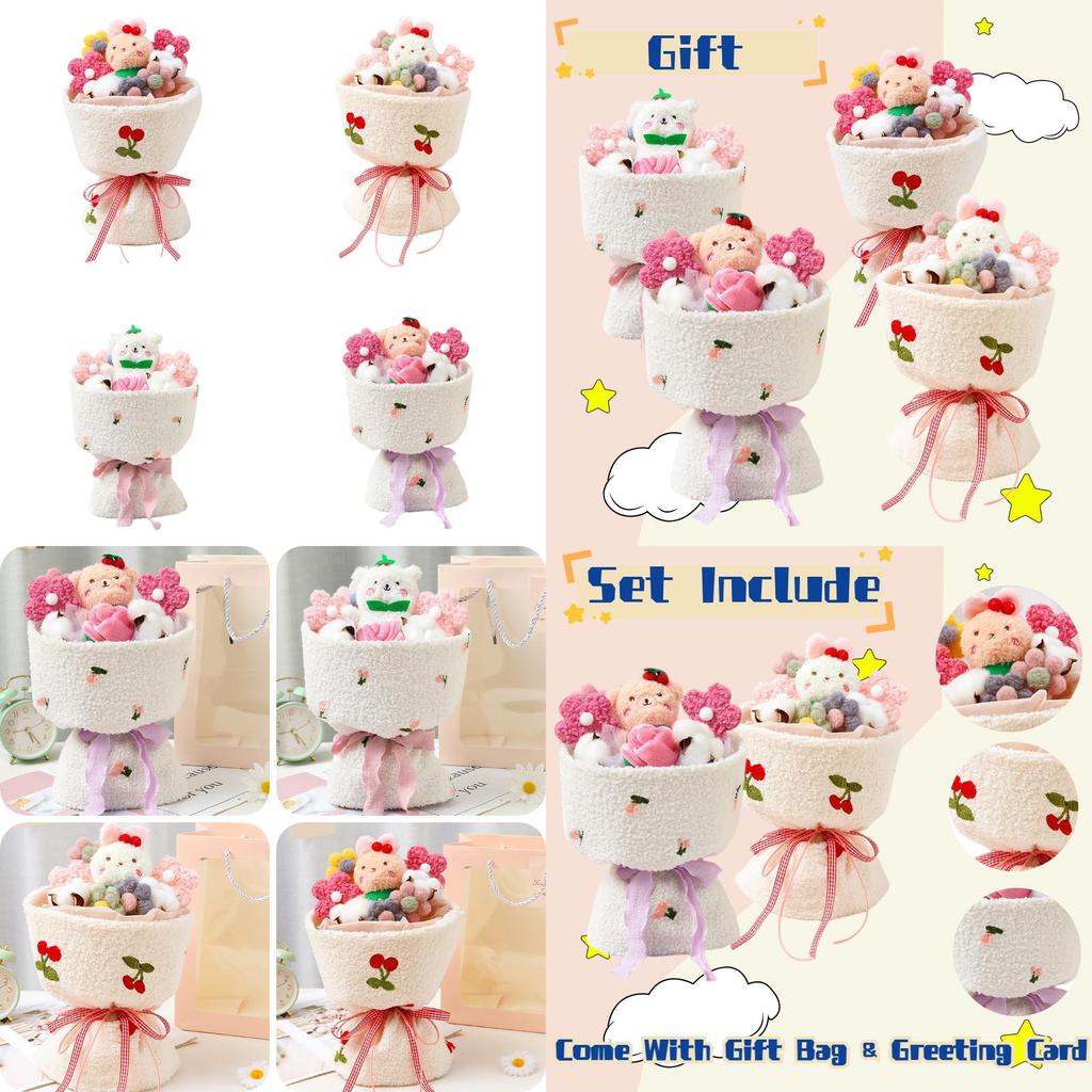 Cute Plush Teddy Bear Bouquet With Roses Ideal Gift For Valentine's Day