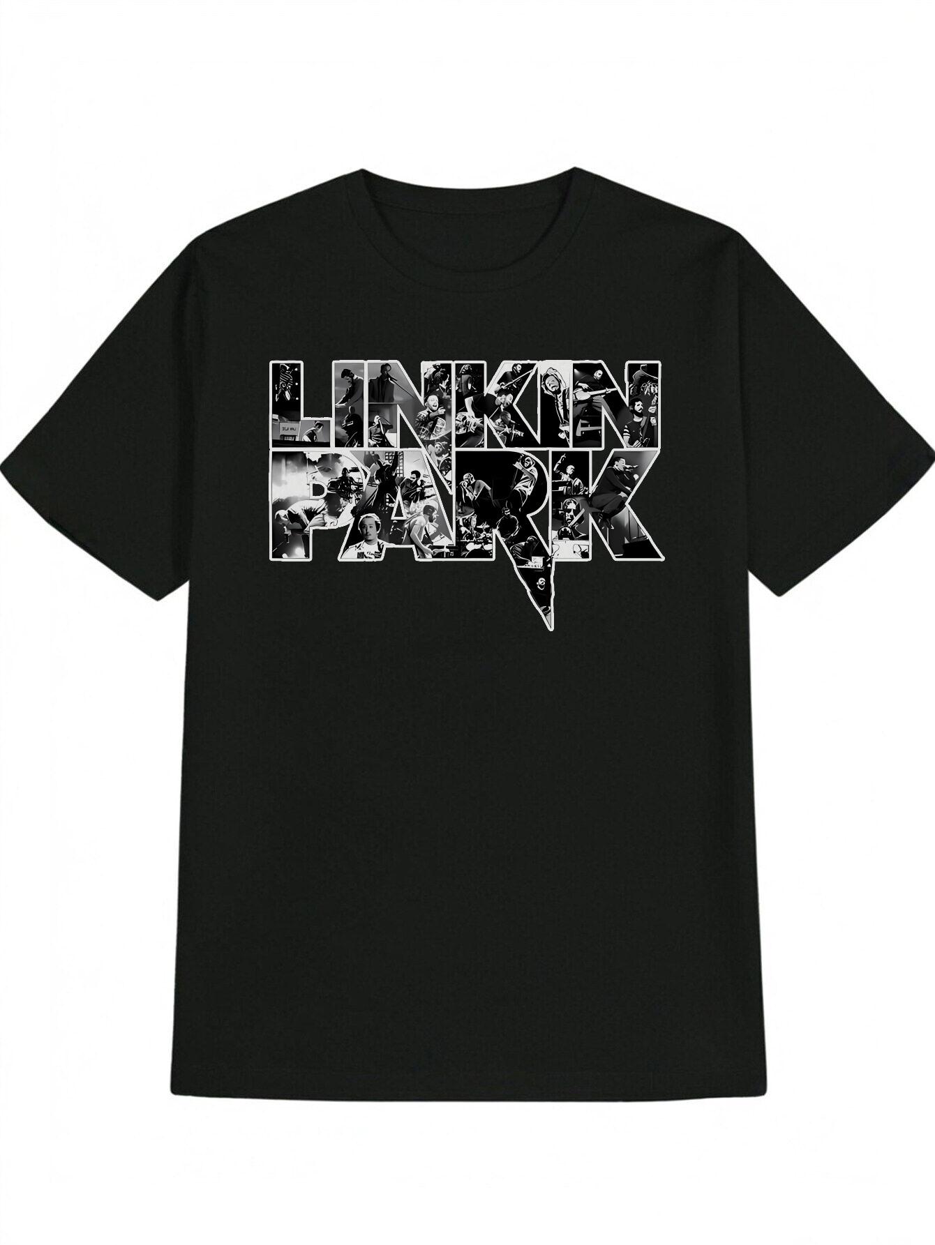Casual Crew Neck T-shirt with LINKIN PARK Black & White Photo Print -  I m Not Dead  Graphic Design S