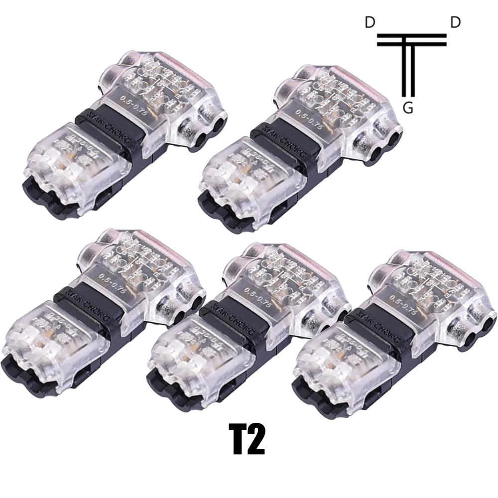 2 In 1 Wire Connector Quick Connect Disconnect Connectors Auto Terminals for Car Wires 8-22AWG LED Transparent Car Connector