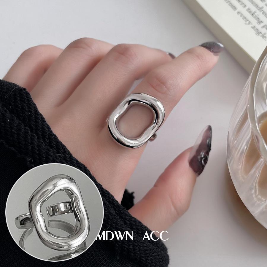Korean S925 Silver-Plated Three-Layer Retro Hip-Hop Stacking Ring for Women