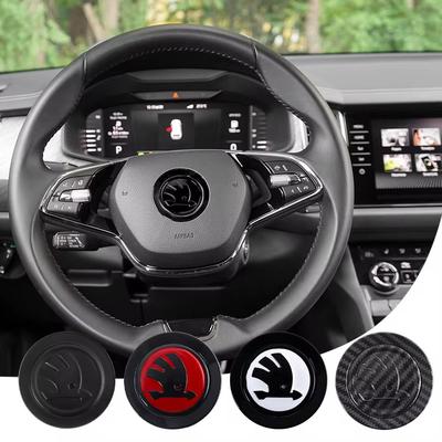 Car Logo Steering Wheel Sticker Badge Decoration For Octavia Kodiaq Enyaq iV Kamiq Scala Superb Yeti Fabia Rapid Vision RS